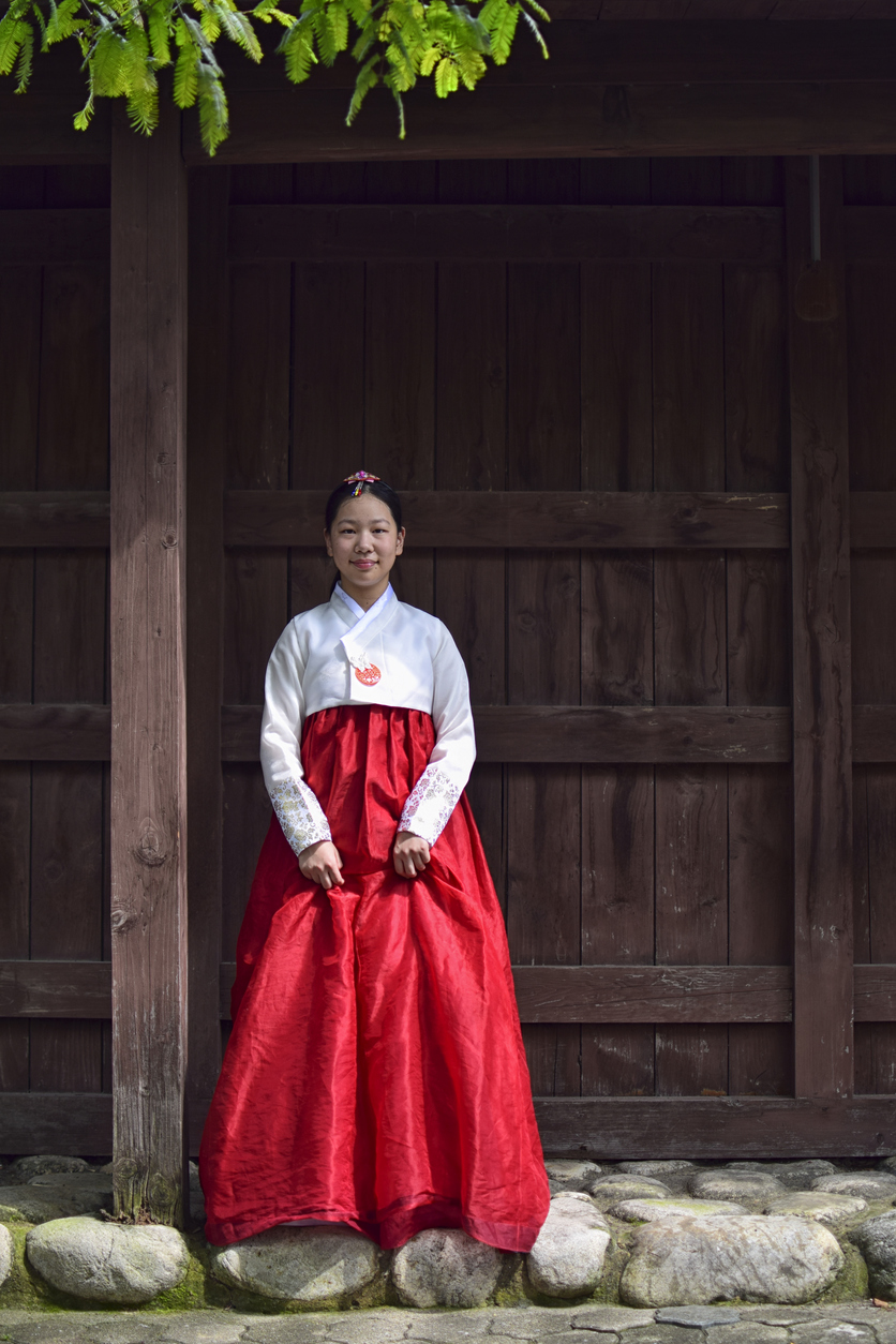 Girl wearing traditional Korean dress
