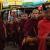 Monks walking through a market in Myanmar