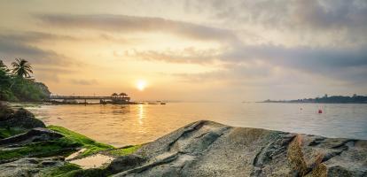 Sunset over jetty on Pulau Ubin island