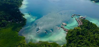 Vivid reef colours in Gaya island's coast in Borneo