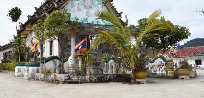 Temple with traditional Laotian features in Sam Neua, Laos