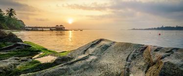 Sunset over jetty on Pulau Ubin island