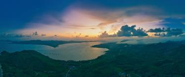 Aerial view of Ko Yao Noi island at sunset