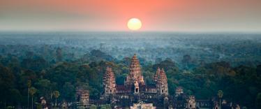 Beautiful aerial view of Angkor Wat at sunrise ,Cambodia