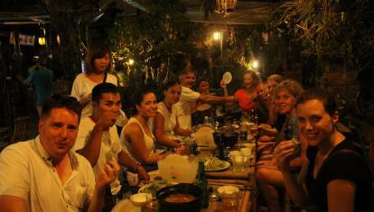 Hoi An - Vespa street food tour. Enjoying hotpot