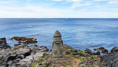 Stone statue in the coast of Jeju Island, South Korea