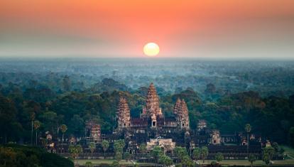 Beautiful aerial view of Angkor Wat at sunrise ,Cambodia