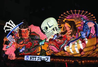 Illuminated floats at Nebuta Festival in Japan