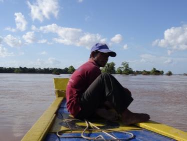 On the way to spot Irrawaddy dolphins in Kratie.