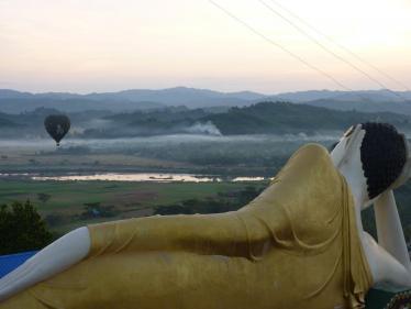 Hot air balloon over Monywa, Burma