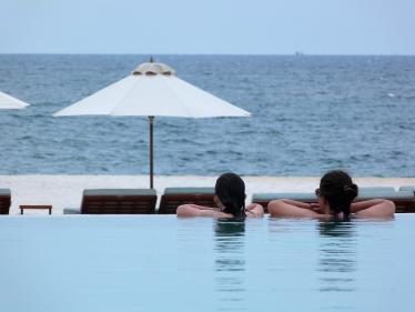 Relaxing in the pool in Phu Quoc, Vietnam