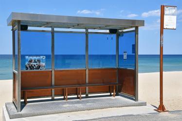 Bus station at a beautiful beach near Busan