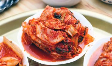 Kimchi dish with bright red color